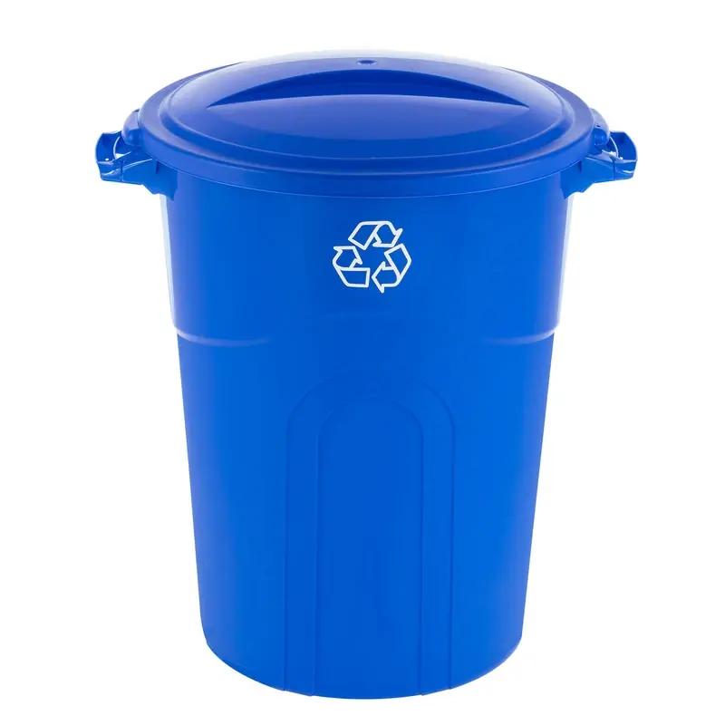 Recycle Trash Can, Blue, 32 Gallon