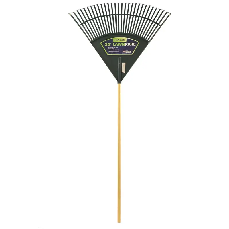 65 In. Poly Lawn Rake With 30 Tines And Wooden Handle