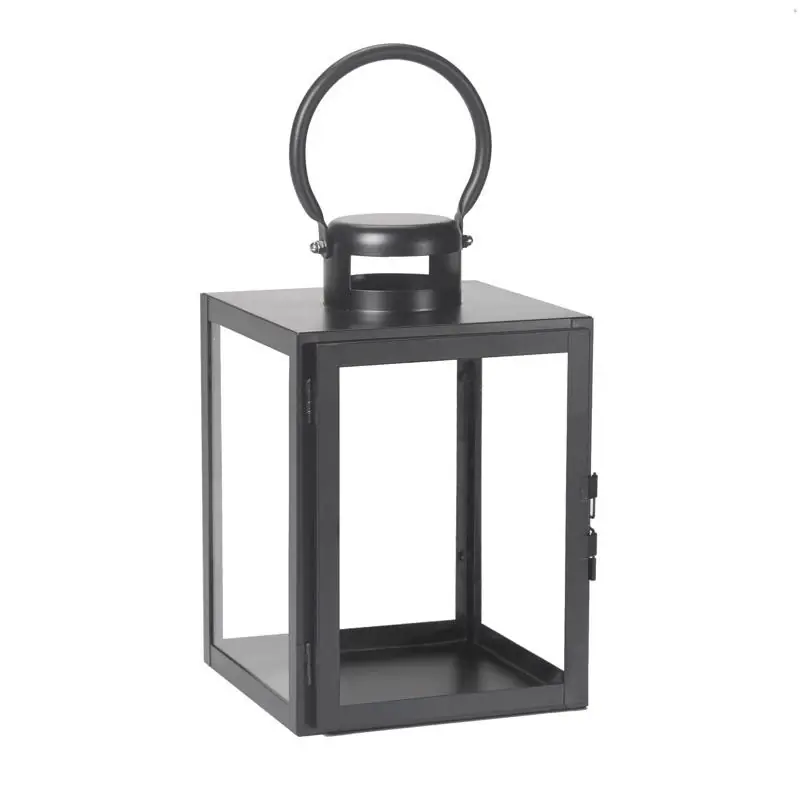 11 In. Huntington Black Lantern - Glass And Metal Construction