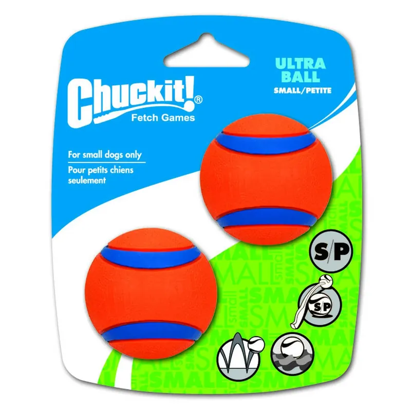 Chuckit! For Dog Blue/Orange Rubber Fetch Ball Dog Toy Small 2 Pk