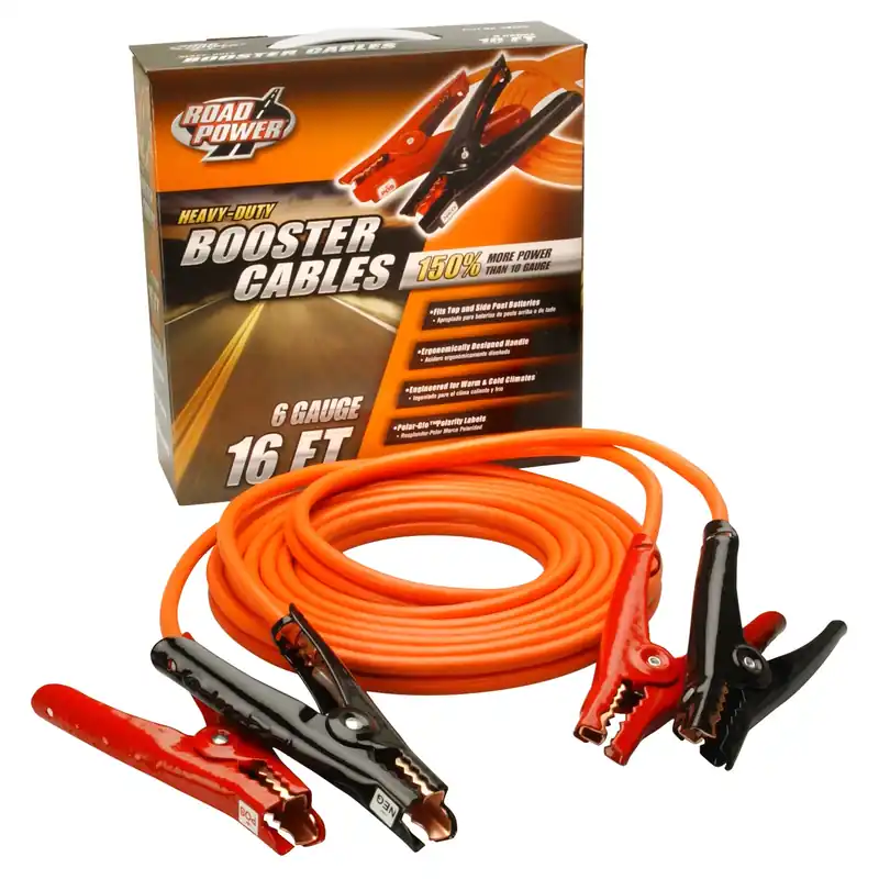 16‘ Heavy-duty 6 Gauge Booster Cable With Polar-glo Clamps