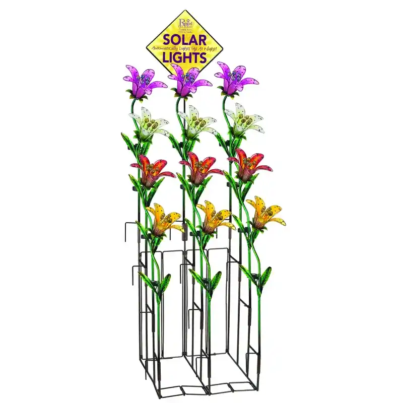 33 In. H Solar Tiger Lily Garden Stake - Assorted Glass/metal