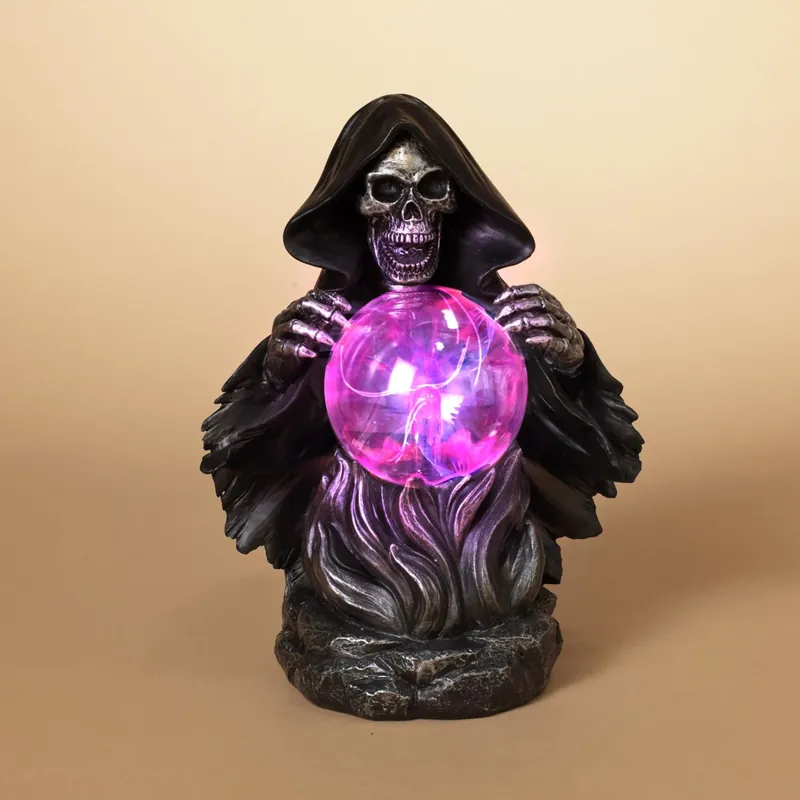 10.75 In. Grim Reaper With Magic Ball Halloween Decor - Indoor Resin Decoration