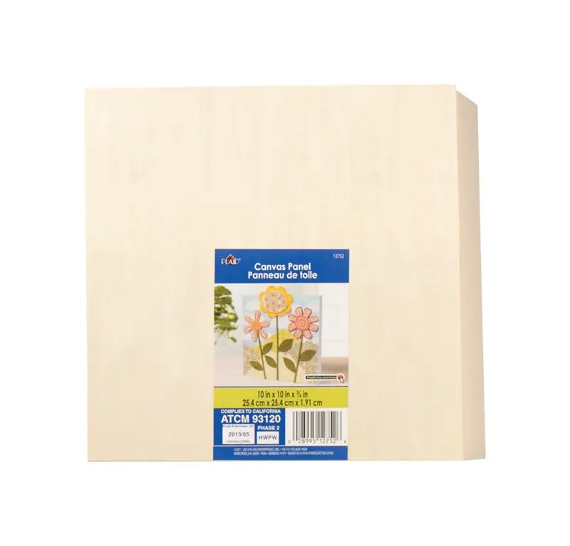 0.75 In. H X 10 In. W X 10 In. L Natural Beige Wood Canvas Panel
