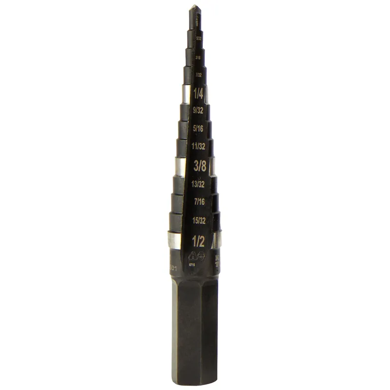4.77 In. High Speed Steel Double Flute Step Drill Bit Hex Shank