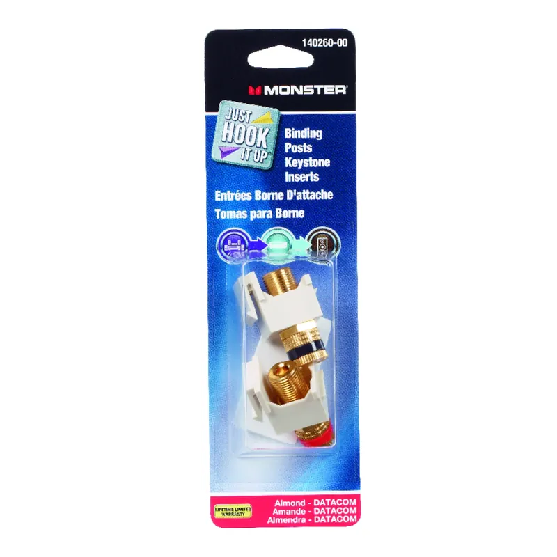 Just Hook It Up Keystone Insert Adapter For Audio Speakers, Model 140260-00