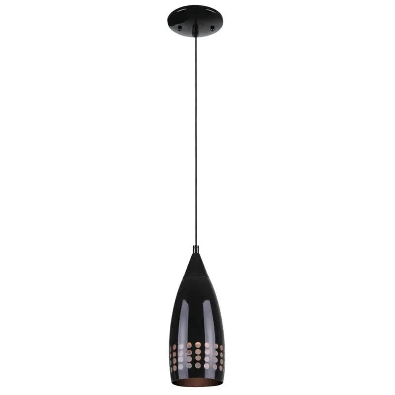 Mini Pendant Light, Black/Black Glass, 60-Watt