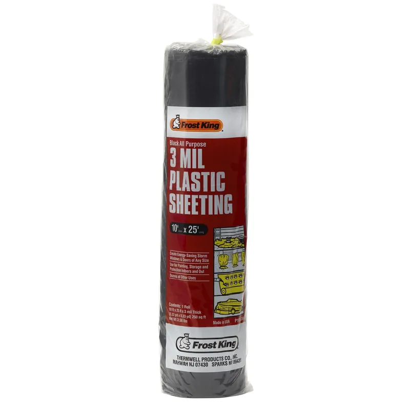 Frost King Plastic Sheeting 3 Mil X 10 W X 25 Ft. L Plastic Black