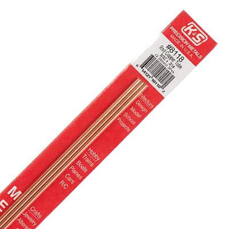 K&S 3/32 In. D X 1 Ft. L Utility Copper Tubing
