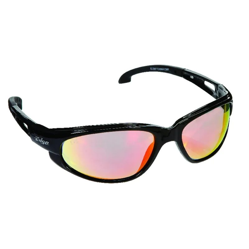 Dakura Safety Glasses Gloss Black Frame Aqua Precision Red Mirror Lens