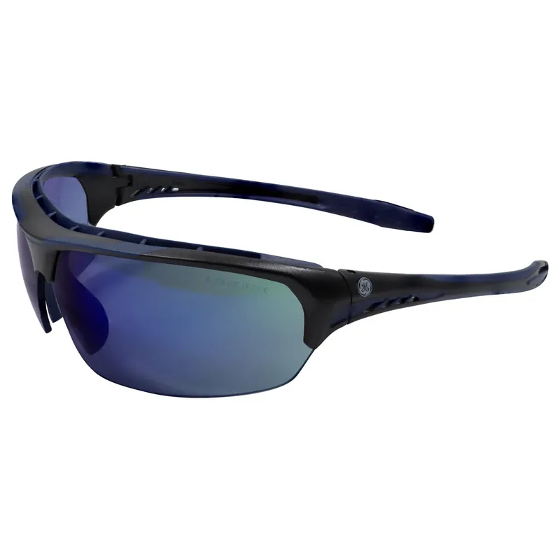 09 Series Anti-fog Impact-resistant Safety Glasses Blue Mirror Lens Black/blue Frame