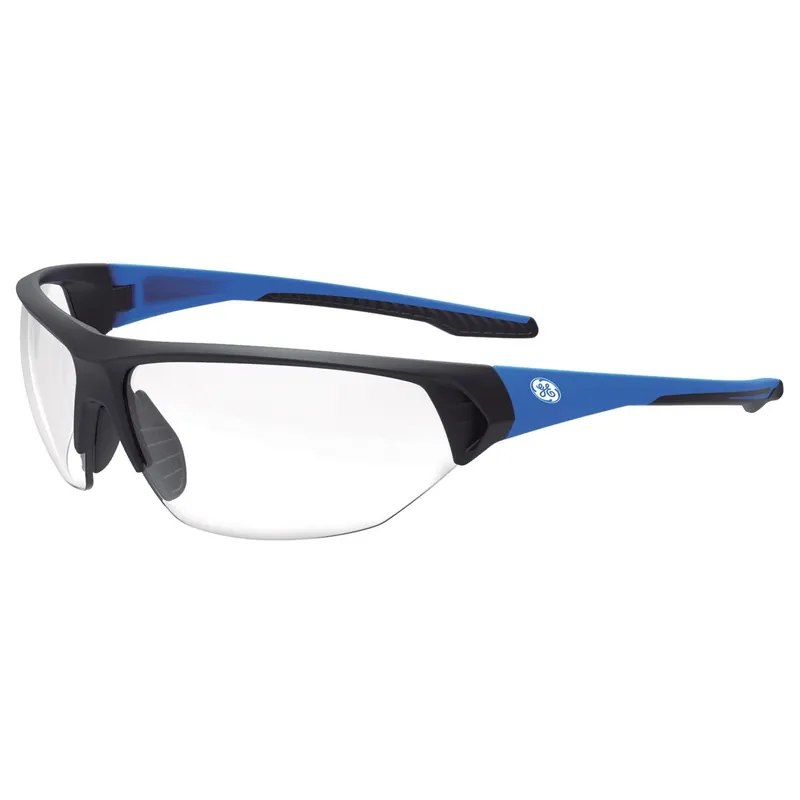General Electric 06 Series Anti-Fog Impact-Resistant Safety Glasses Clear Lens Black/Blue Frame 1 Pk