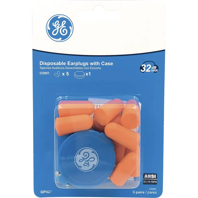 32 Db Polyurethane Foam Bullet Earplugs, Orange, 5 Pairs