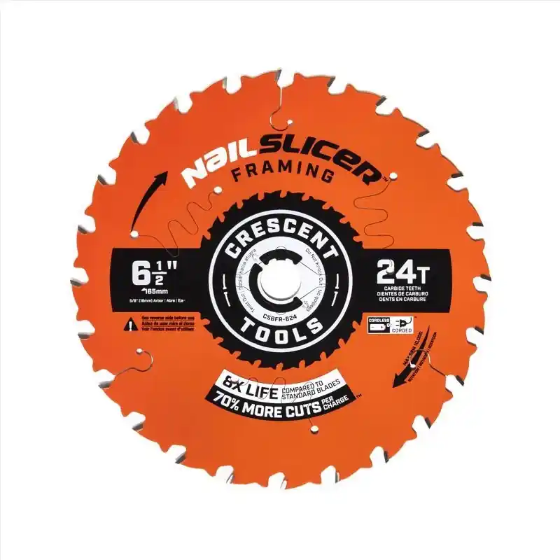 Crescent NailSlicer 6-1/2 In. D X 5/8 In. Framing Carbide Circular Saw Blade 24 Teeth 10 Pk