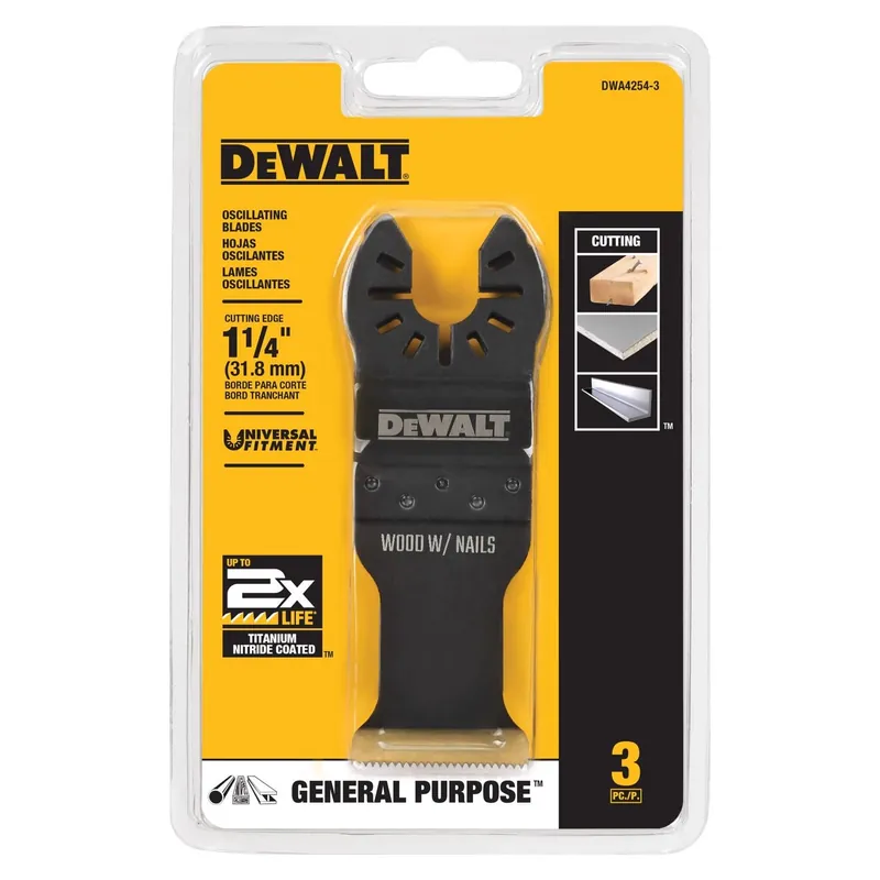 Oscillating Tool Wood & Metal Cutting Blades, Carbide, 1-1/4 In., 3-Pk.