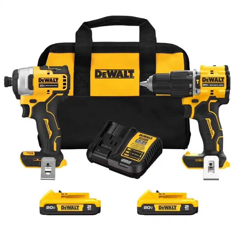 20v Max Atomic Cordless Brushless 2 Tool Combo Kit With Batteries And Charger