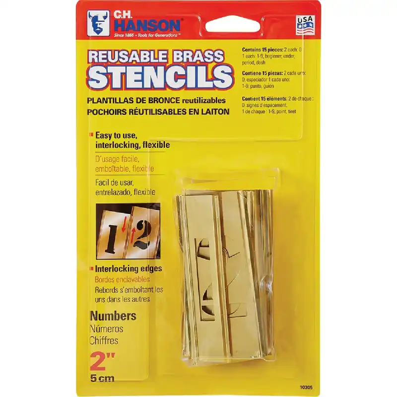 C.H. Hanson 2 In. Brass Numbers Stencil 15 Pk
