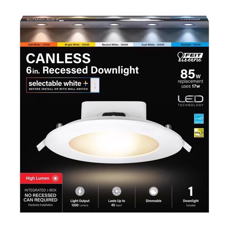 6 In. W Aluminum Led Canless Recessed Downlight 85 W - Model Led56hojbx6wyca