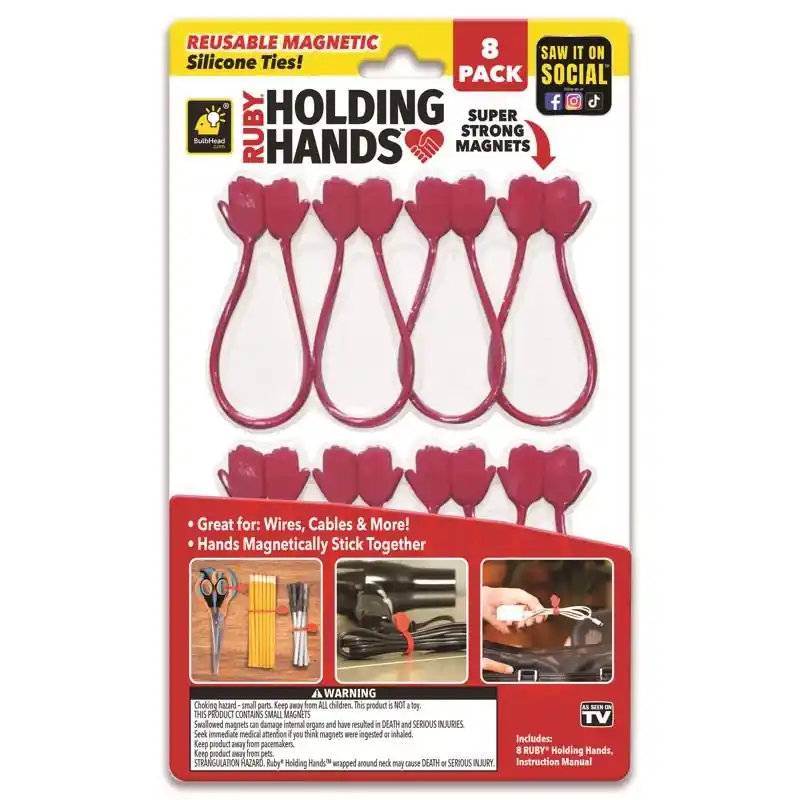 As Seen On TV Ruby Holding Hands Reusable Magnet Ties Silicone 8 Pk