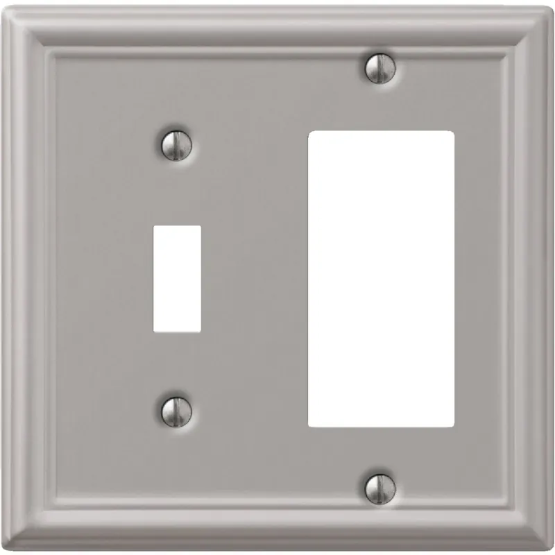Amerelle Chelsea Brushed Nickel 2 Gang Stamped Steel Decorator/Toggle Wall Plate 1 Pk