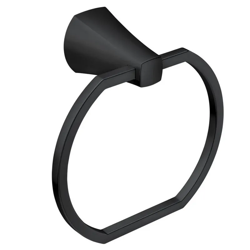 Lindor Matte Black Towel Ring, 5-7/16 In. Diameter, Zinc And Aluminum