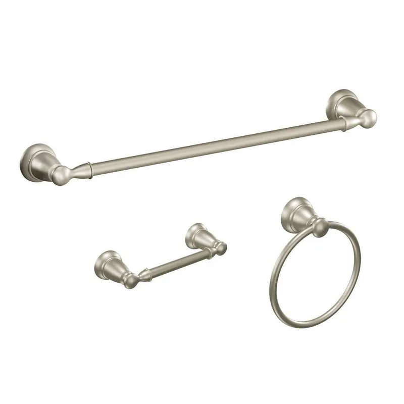 Banbury Brushed Nickel Bathroom Hardware Kit - 3 Piece Zinc Set