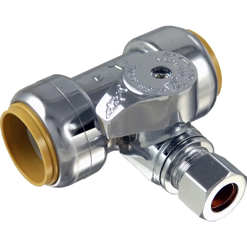 3/4 In. Compression Brass Tee Stop With 3/8 In. Compression Service Stop