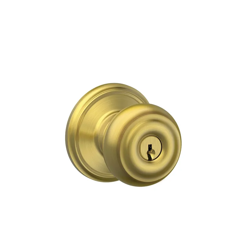 Georgian Satin Brass Entry Knobs 1-3/4 In. Ansi Grade 2