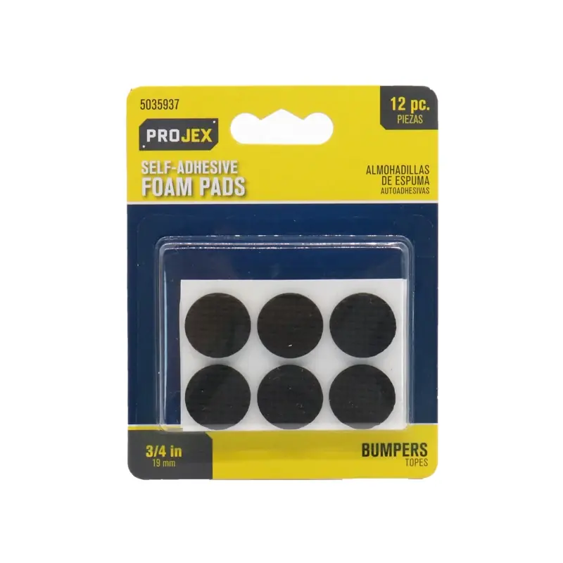 Projex Foam Self Adhesive Non-Skid Pad Black Round 3/4 In. W 12 Pk