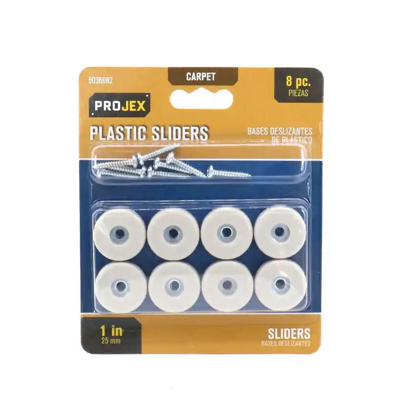 Projex White 1 In. Screw-On Plastic Heavy Duty Glide 8 Pk