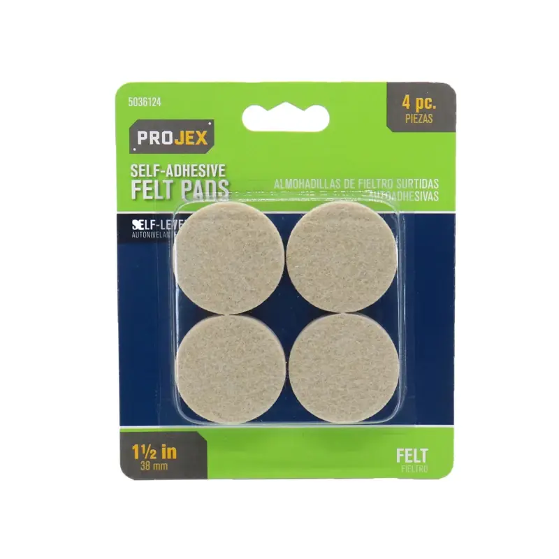 Projex Felt Self Adhesive Surface Pad Brown Round 1-1/2 In. W 4 Pk
