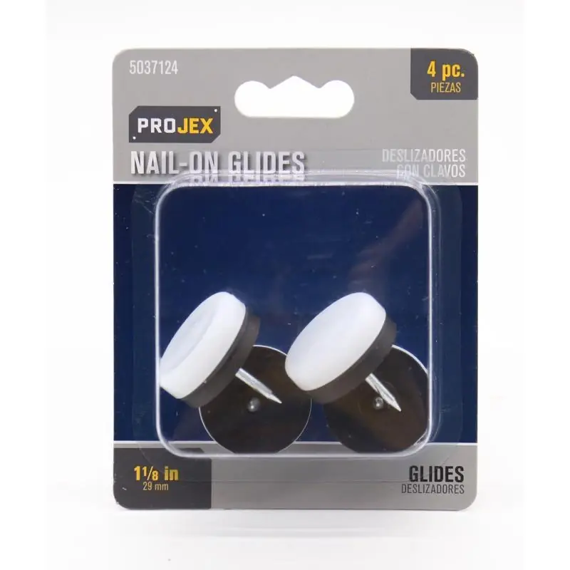Projex White 1-1/8 In. Nail-On Nylon Chair Glide 4 Pk
