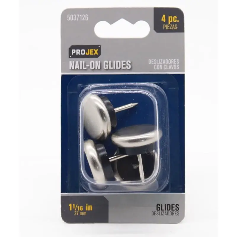 Projex Silver 1-1/16 In. Nail-On Nickel Chair Glide 4 Pk