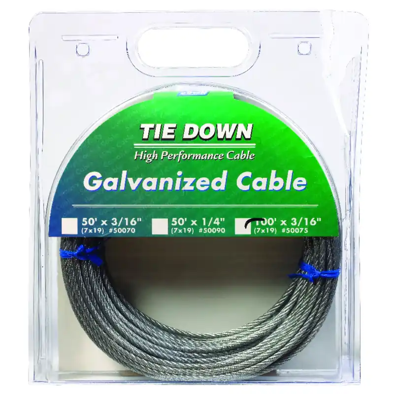 Galvanized Steel 3/16 In. Diameter X 100 Ft. Length Aircraft Cable