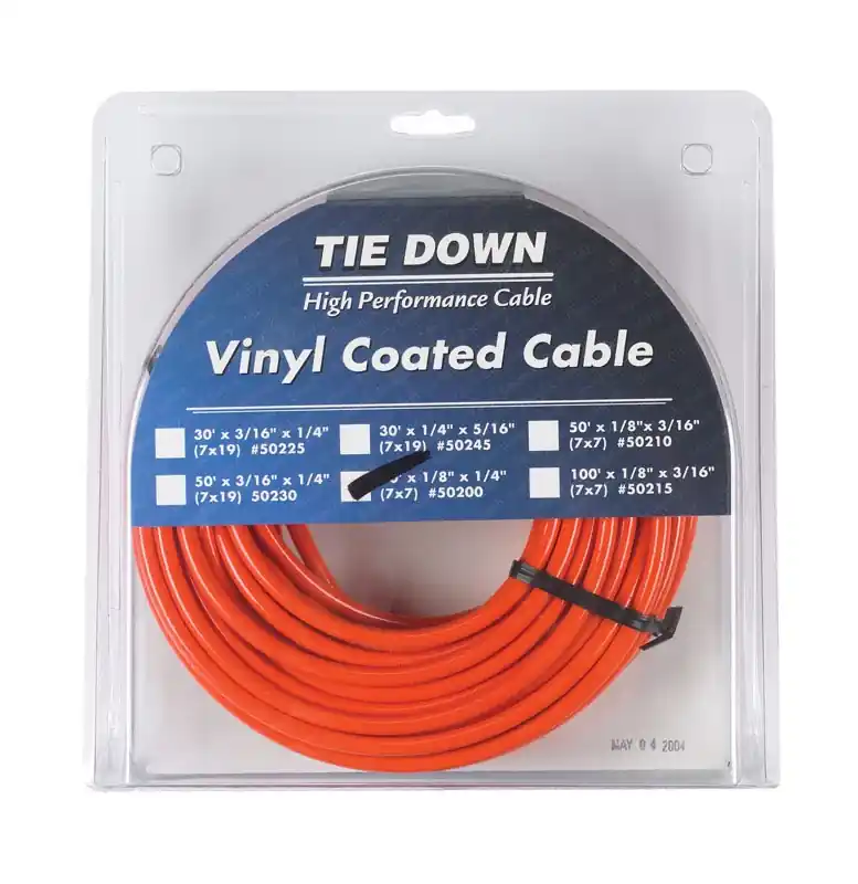 Vinyl Coated Galvanized Steel 1/8 In. Diameter X 50 Ft. Length Aircraft Cable