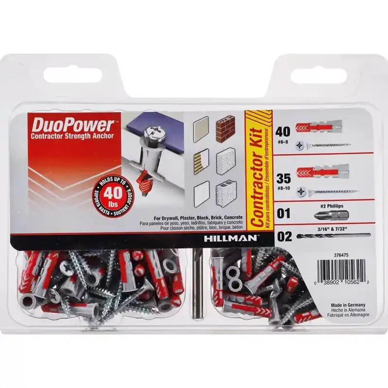 78-piece Assorted Nylon Round Head Anchor Kit For Brick, Concrete, And Drywall