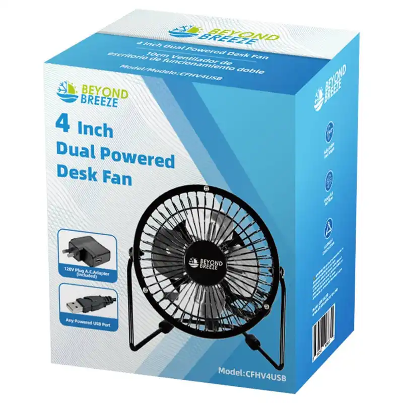 Beyond Breeze High-Velocity USB Cradle Fan - Assorted Colors - 4"