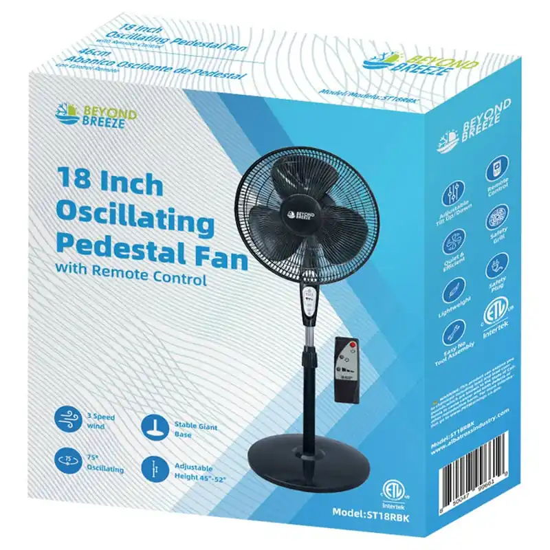Beyond Breeze Stand Fan W/Remote - Black - 18"