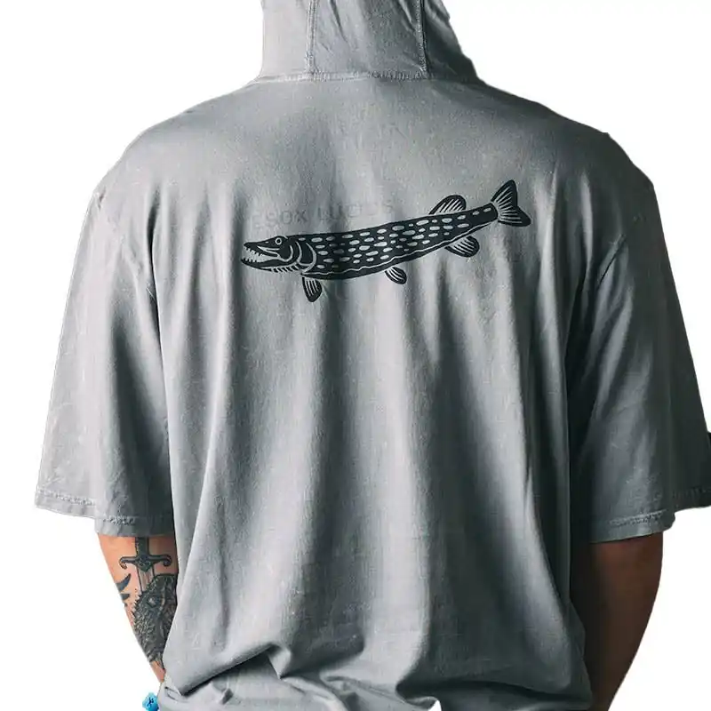Fly Project Men‘s Short Sleeve Esox Pike Hoodie