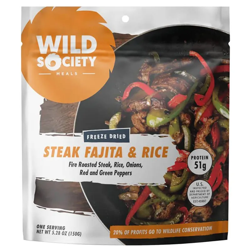 Wild Society Freeze Dried Steak Fajitas and Rice Meal