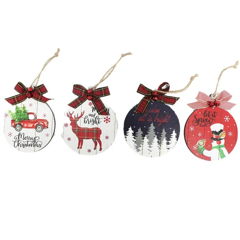 Backyard Expressions Christmas Tree Round Wood Ornament- (Assorted Styles)