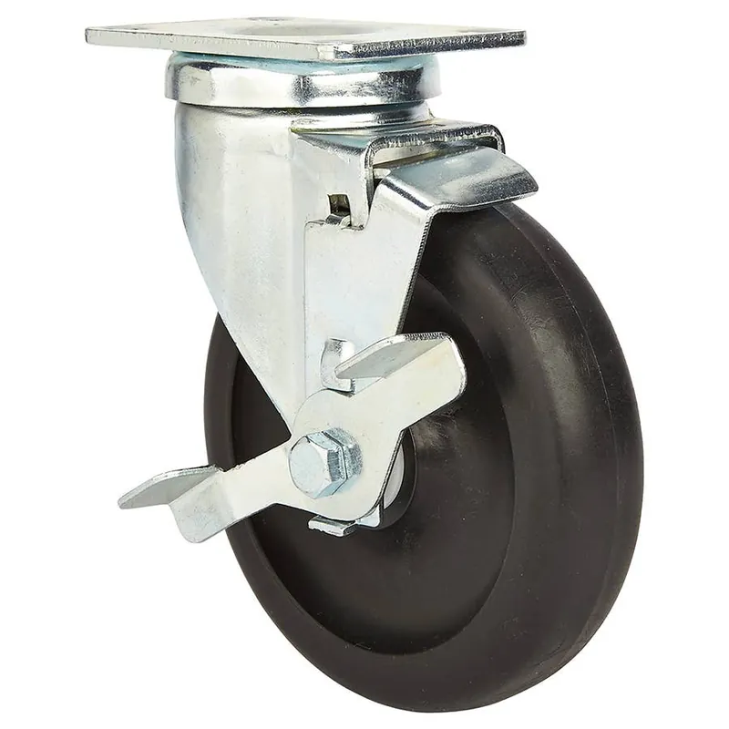 Precision Casters Plastic Swivel Plate Caster w/Brake