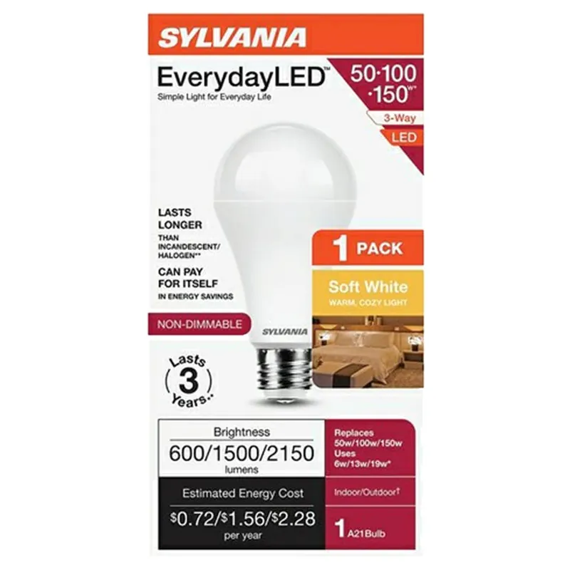 Sylvania 2700K 3-Way Everyday Soft White LED Bulb