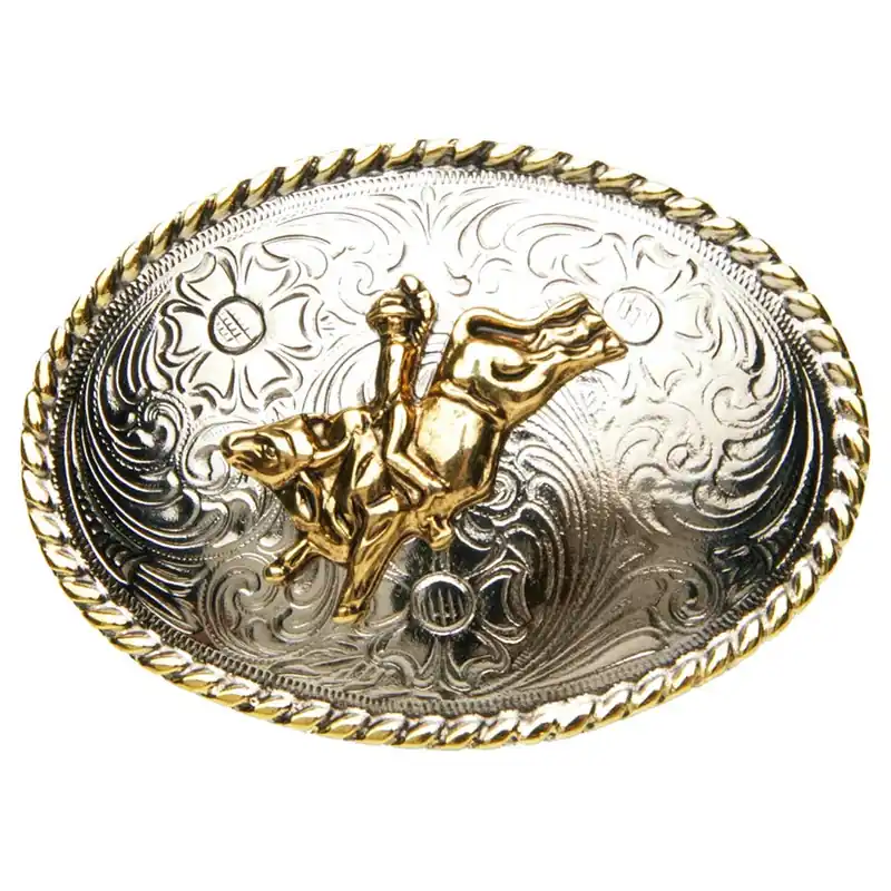 AndWest Boy‘s Oval Bull Rider Rope Edge Buckle