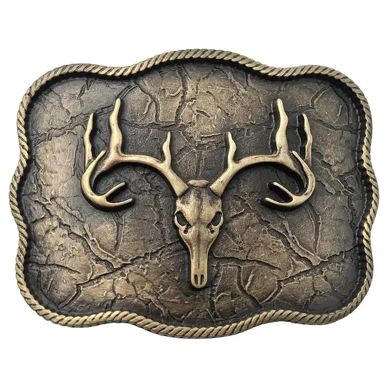 AndWest Men‘s Scalloped Elk Skull Buckle