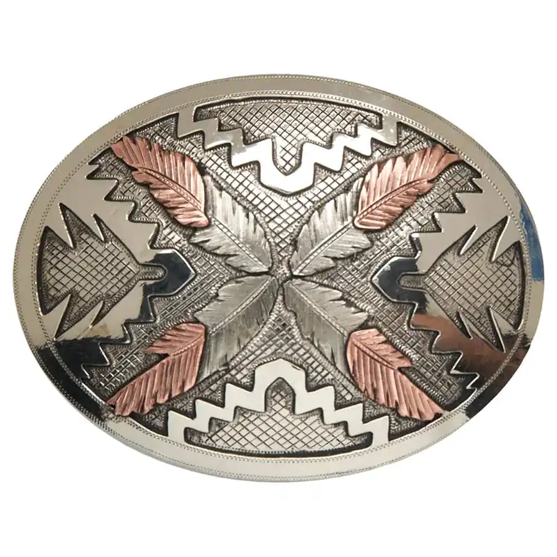 AndWest Men‘s Saguaro Oval with Navajo Feathers Buckle