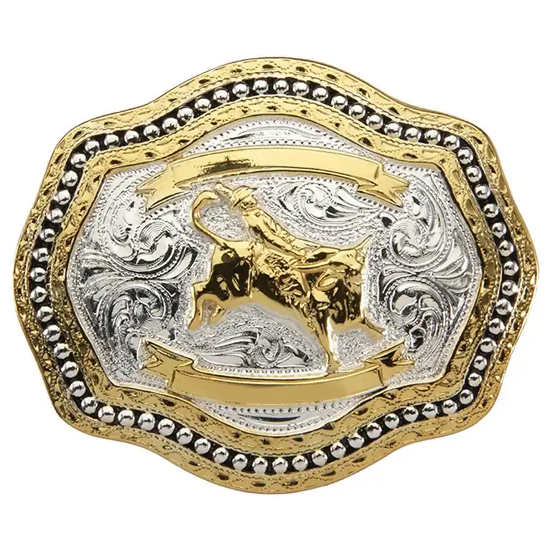 AndWest Boy‘s Scallop Bull Rider Black Buckle