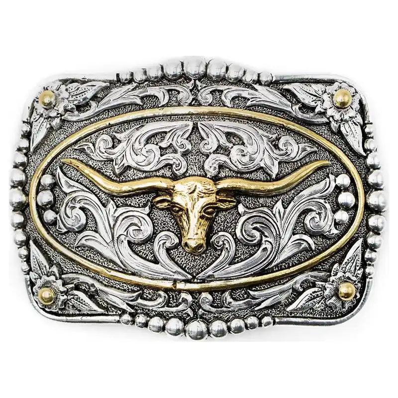 AndWest Men‘s Scrolled Longhorn with Gold Ring Buckle