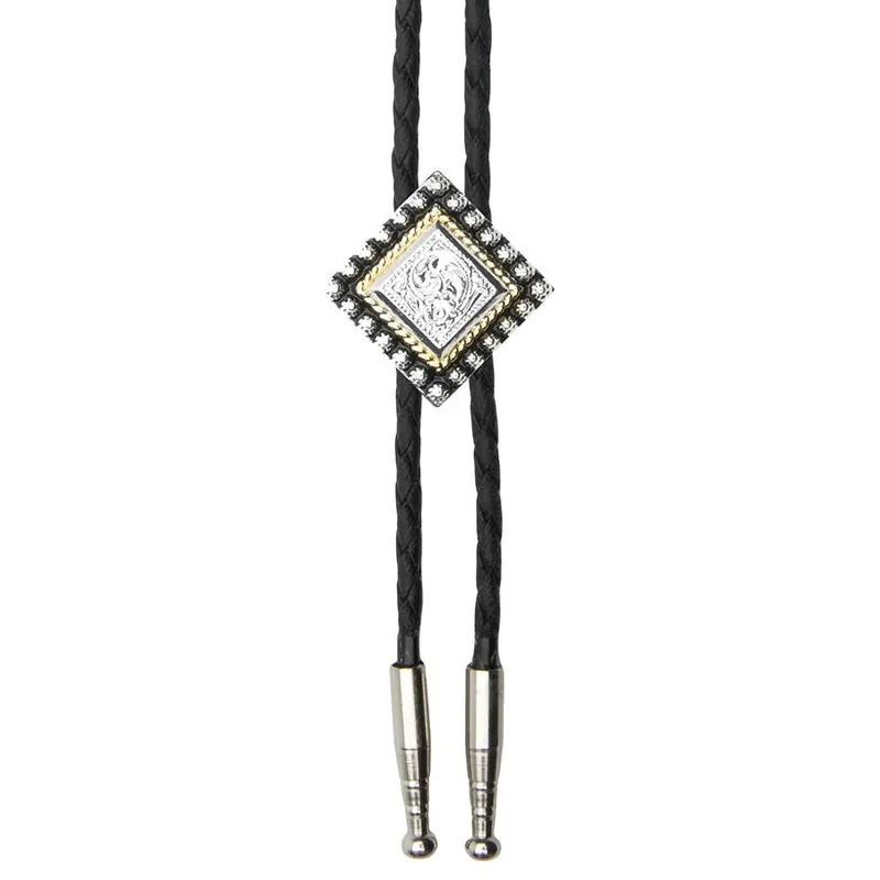 AndWest Men‘s Small Diamond with Beads Bolo Tie