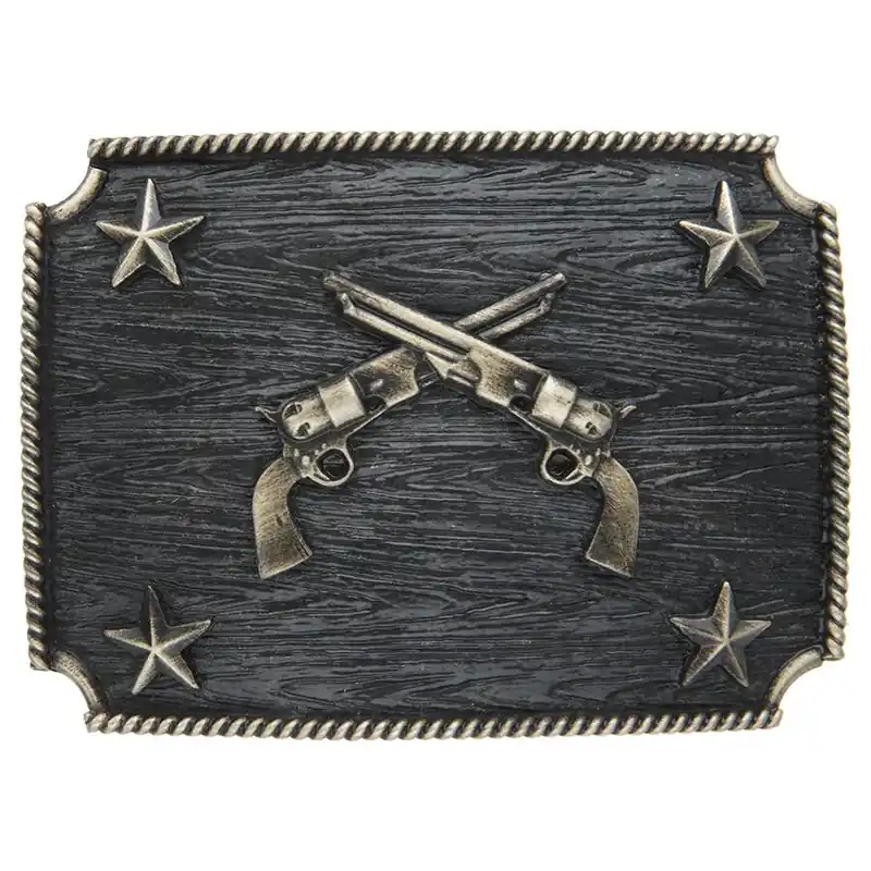AndWest Men‘s Crossed Pistols with Stars Iconic Classic Buckle